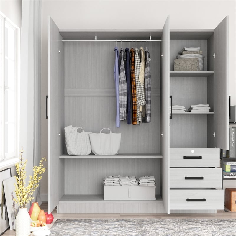 Better Home Product Violet Engineered Wood Wardrobe Armoire Closet in White