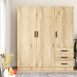 Better Home Product Violet Engineered Wood Wardrobe Armoire Closet in Natural