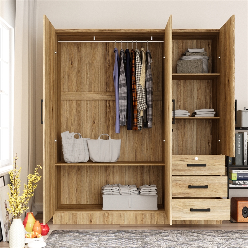 Better Home Product Violet Engineered Wood Wardrobe Armoire Closet in Natural