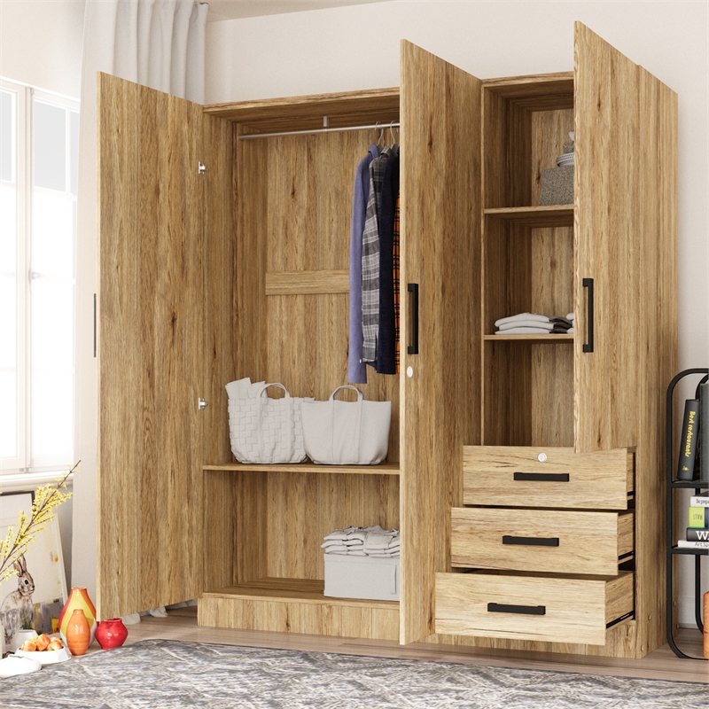Better Home Product Violet Engineered Wood Wardrobe Armoire Closet in Natural