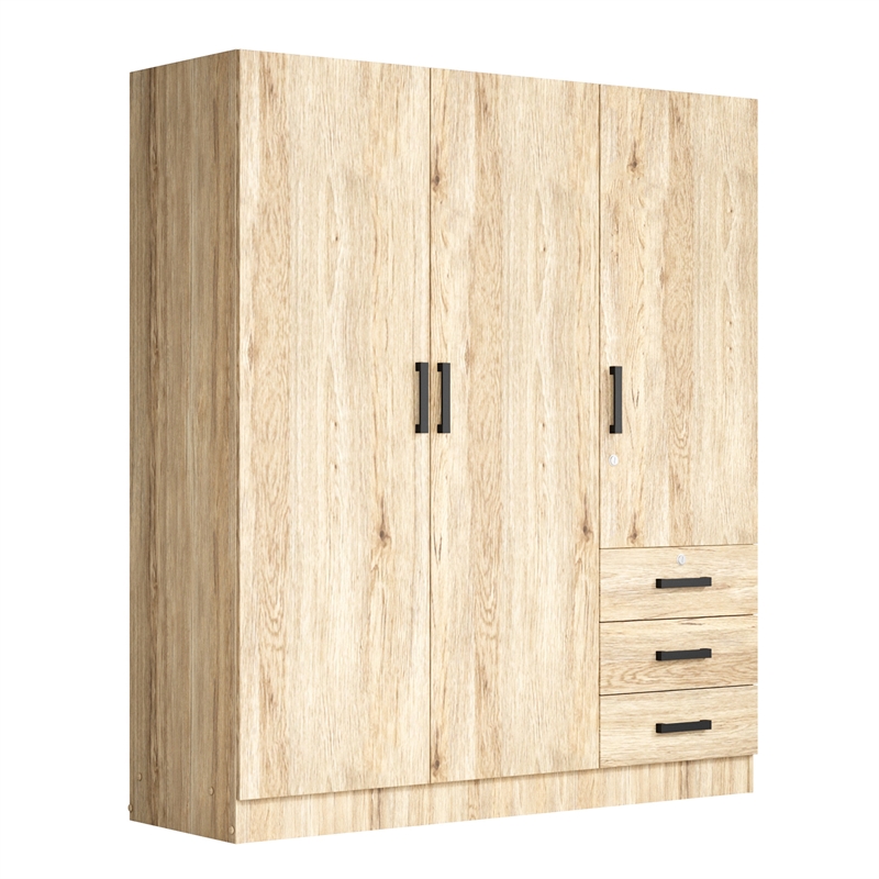 Better Home Product Violet Engineered Wood Wardrobe Armoire Closet in Natural