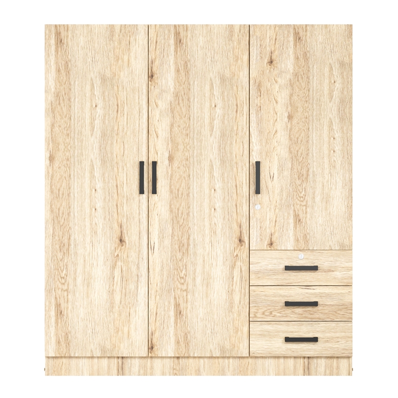 Better Home Product Violet Engineered Wood Wardrobe Armoire Closet in Natural