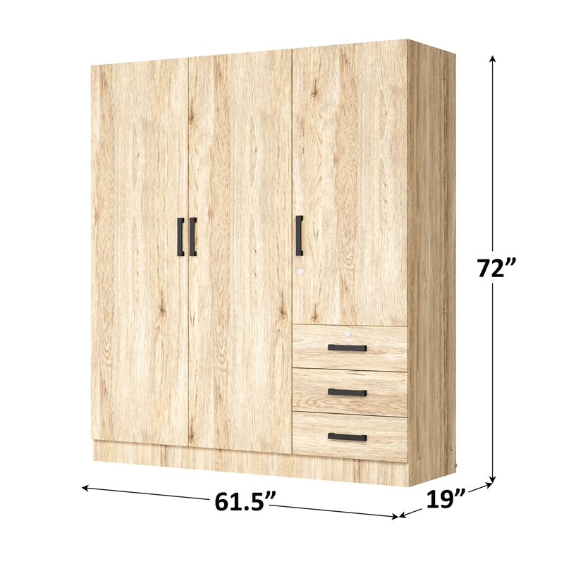 Better Home Product Violet Engineered Wood Wardrobe Armoire Closet in Natural