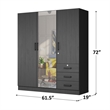 Better Home Product Violet Engineered Wood Wardrobe Armoire with Mirror in Black