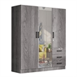 Better Home Product Violet Engineered Wood Wardrobe Armoire with Mirror in Gray