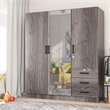 Better Home Product Violet Engineered Wood Wardrobe Armoire with Mirror in Gray