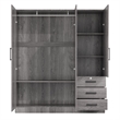 Better Home Product Violet Engineered Wood Wardrobe Armoire with Mirror in Gray