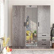Better Home Product Violet Engineered Wood Wardrobe Armoire with Mirror in Gray