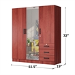 Better Home Product Violet Engineered Wood Wardrobe Armoire with Mirror/Mahogany