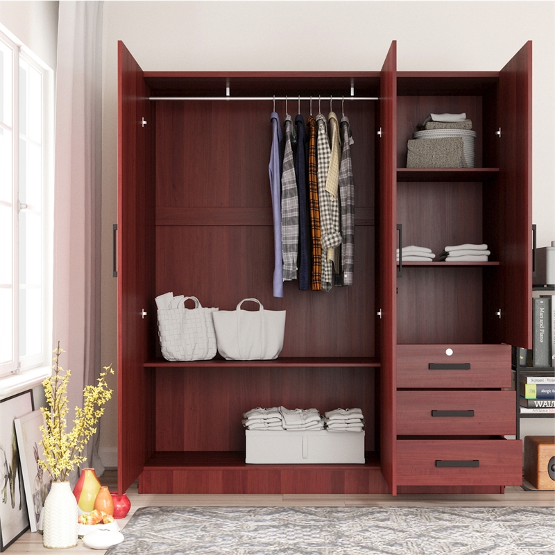 Better Home Product Violet Engineered Wood Wardrobe Armoire with Mirror/Mahogany
