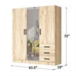 Better Home Product Violet Engineered Wood Wardrobe Armoire with Mirror/Natural