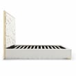 Serenity Queen Velvet Bed with Gold Metal Frame in Cream Color