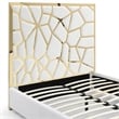 Serenity Queen Velvet Bed with Gold Metal Frame in Cream Color