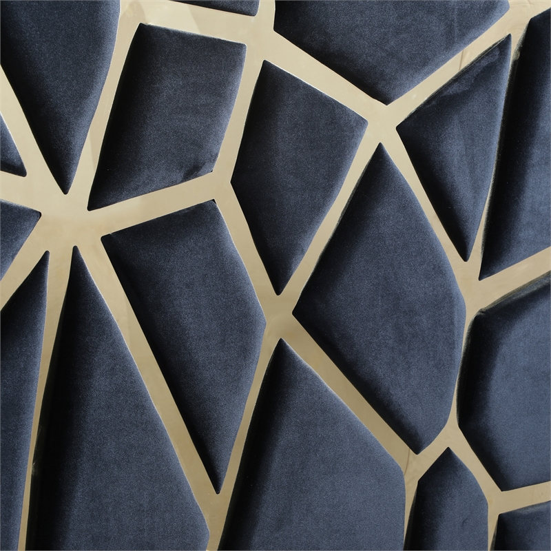 Serenity Queen Velvet Bed with Gold Metal Frame in Black Color