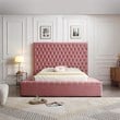 Cosmopolitan Queen Velvet Tufted Upholstered Storage Platform Bed in Pink