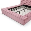 Cosmopolitan Queen Velvet Tufted Upholstered Storage Platform Bed in Pink