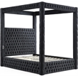 Luxurious Velvet Canopy Queen Bed with Speaker and USB Connection in Black