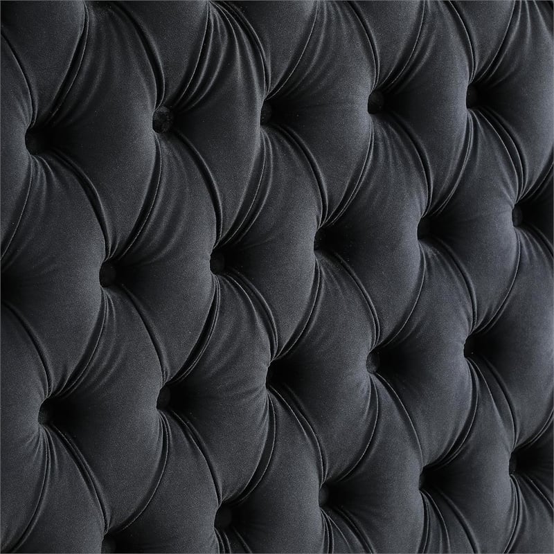 Luxurious Velvet Canopy Queen Bed with Speaker and USB Connection in Black