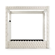Luxurious Velvet Canopy Queen Bed with Speaker and USB Connection in Cream