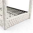Luxurious Velvet Canopy Queen Bed with Speaker and USB Connection in Cream