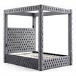 Luxurious Velvet Canopy Queen Bed with Speaker and USB Connection in Gray