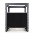 Luxurious Velvet Canopy Queen Bed with Speaker and USB Connection in Gray