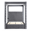 Luxurious Velvet Canopy Queen Bed with Speaker and USB Connection in Gray