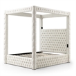 Luxurious Velvet Canopy King Bed with Speaker and USB Connection in Cream