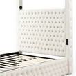 Luxurious Velvet Canopy King Bed with Speaker and USB Connection in Cream
