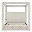 Luxurious Velvet Canopy King Bed with Speaker and USB Connection in Cream