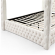 Luxurious Velvet Canopy King Bed with Speaker and USB Connection in Cream
