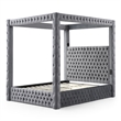 Luxurious Velvet Canopy King Bed with Speaker and USB Connection in Gray