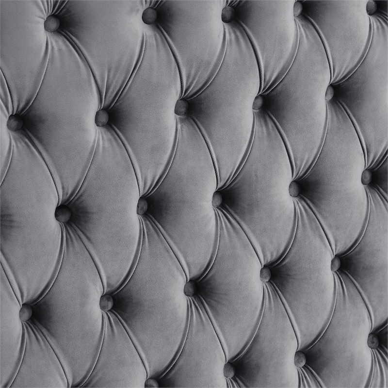 Luxurious Velvet Canopy King Bed with Speaker and USB Connection in Gray