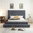 Eleonora King Size Luxurious Upholstered Velvet Bed in Gray Color