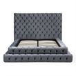 Eleonora King Size Luxurious Upholstered Velvet Bed in Gray Color