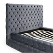 Eleonora King Size Luxurious Upholstered Velvet Bed in Gray Color