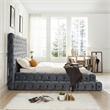 Eleonora King Size Luxurious Upholstered Velvet Bed in Gray Color