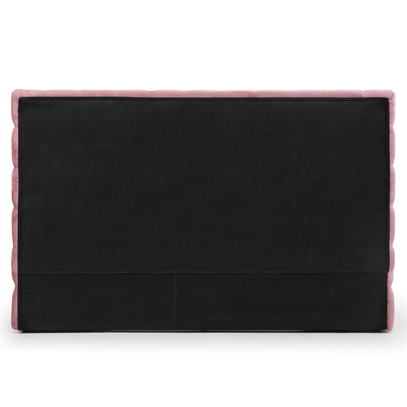 Eleonora King Size Luxurious Upholstered Velvet Bed in Pink Color