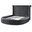Elizabeth Upholstered Velvet Round Storage King Size Bed in Black Color