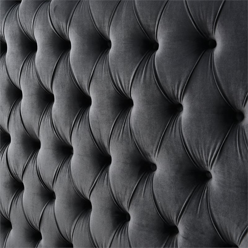 Elizabeth Upholstered Velvet Round Storage King Size Bed in Black Color