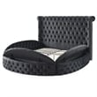 Elizabeth Upholstered Velvet Round Storage King Size Bed in Black Color