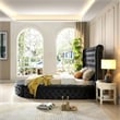 Elizabeth Upholstered Velvet Round Storage King Size Bed in Black Color