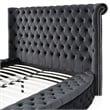 Elizabeth Upholstered Velvet Round Storage King Size Bed in Black Color