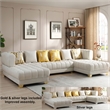 Marigold Cream Velvet U-Shaped Double Chaise Sectional Sofa Gold or Silver Legs