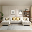 Marigold Cream Velvet U-Shaped Double Chaise Sectional Sofa Gold or Silver Legs