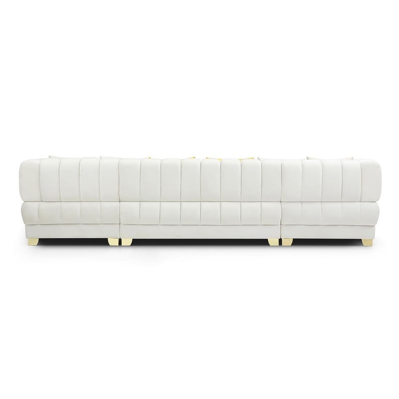 Marigold Cream Velvet U-Shaped Double Chaise Sectional Sofa Gold or Silver Legs
