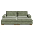 Isabella Sectional Sofa Corduroy Velvet with two Ottomans in Green Color