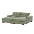 Isabella Sectional Sofa Corduroy Velvet with two Ottomans in Green Color