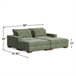 Isabella Sectional Sofa Corduroy Velvet with two Ottomans in Green Color