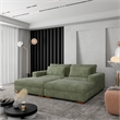 Isabella Sectional Sofa Corduroy Velvet with two Ottomans in Green Color